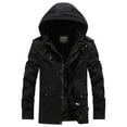 thumbnail image 1 of YLSDY Men's Winter Hooded Jacket Thick Warm Fleece Lined Cotton Military Jacket Outdoor Coat Black XXXXXL, 1 of 7
