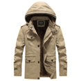 thumbnail image 1 of YLSDY Men's Winter Hooded Jacket Thick Warm Fleece Lined Cotton Military Jacket Outdoor Coat Khaki L, 1 of 1