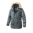 thumbnail image 1 of YLSDY Men's Winter Jacket Faux Fur Hood Thick Warm Fleece Lined Windproof Waterproof Snow Coat Outerwear Thick Warm Winter Jacket Gray XL, 1 of 3