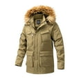 thumbnail image 1 of YLSDY Men's Winter Jacket Faux Fur Hood Thicken Warm Outwear Thick Fleece Lined Windproof Waterproof Coat Outdoor Thick Snow Khaki XL, 1 of 9