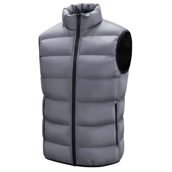 YLSDY Men's Winter Puffer Vest Warm Lightweight Stand Collar Sleeveless Jacket Outdoor Down Vest Gray XXXXXL
