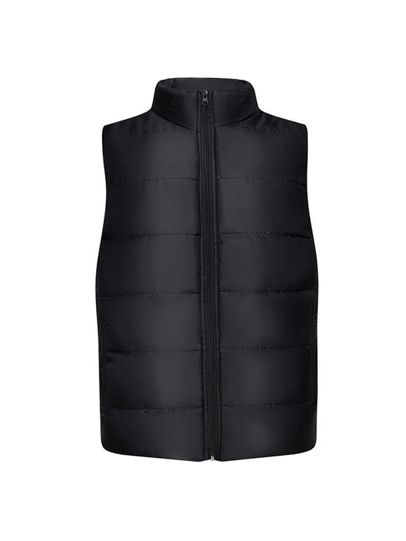 Men's Winter Vest Stand Collar Sleeveless Quilted Puffer Gilet Body Warmer Outwear with Pockets Warm Waistcoat Cropped Puffer Vest Black L