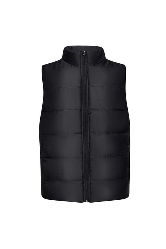Men's Winter Vest Stand Collar Sleeveless Quilted Puffer Gilet Body Warmer Outwear with Pockets Warm Waistcoat Cropped Puffer Vest Black M