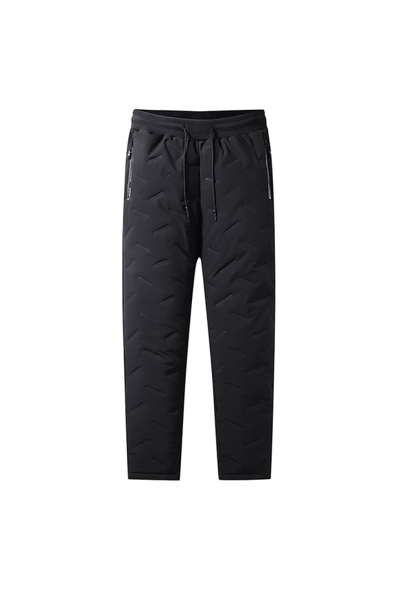 Men's Winter Warm Fleece Lined Thermal Pants Thick Fleece Lined Warm Pants Elastic Waist Trousers Winter Warm Pants for Men Black XXXL