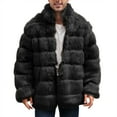 thumbnail image 1 of YLSDY Men's Winter Warm Outwear Overcoat Fluffy Thickened Lapel Long Sleeve Outwear Solid Color Furry Coat Jacket Plus Velvet Thermal Overcoat Black XXXL, 1 of 5