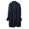 thumbnail image 1 of YLSDY Men's Wool Blend Overcoat Notched Lapel Single Breasted Long Winter Warm Trench Coat Business Outwear Navy XXL, 1 of 4