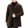 thumbnail image 1 of YLSDY Men's Wool Overcoat Wool Coat Winter Warm Long Sleeve Button Up Coat Outerwear Jacket Plus Size Windbreakers Overcoat Coffee L, 1 of 7