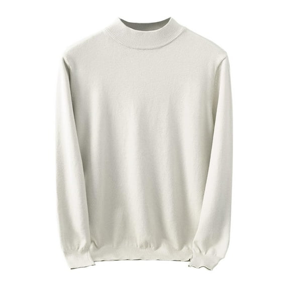 YLSDY Men's Wool Sweater Winter High Neck Loose Knitted Sweaters Fall Fashion Keep Warm Office Top Men Jumper White XL
