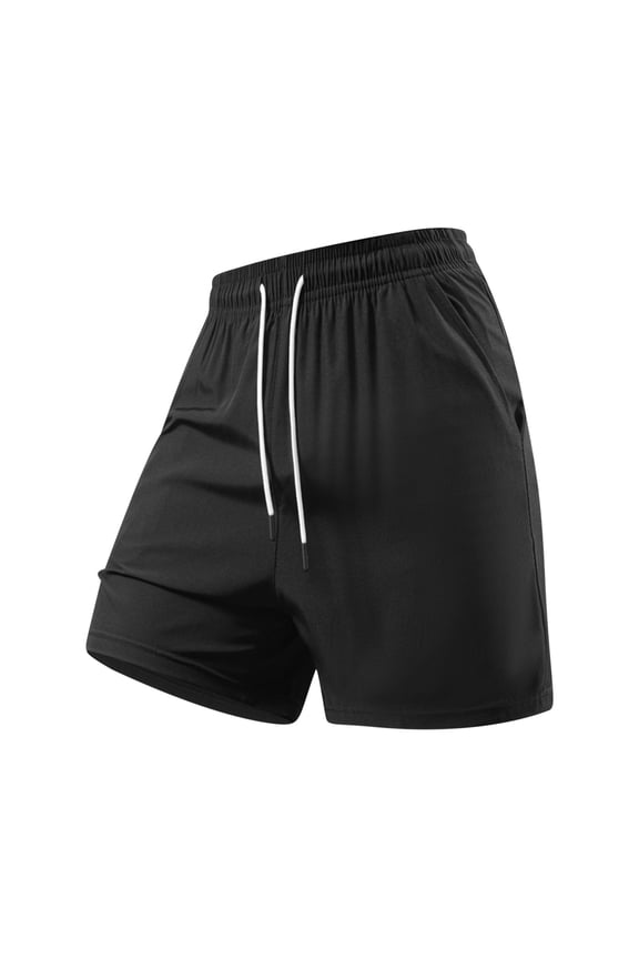 Men's Workout Athletic Shorts Drawstring Shorts Lightweight Fit Bodybuilding Pants Sports Jogger Baggy Trunks Black L