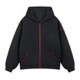 thumbnail image 1 of YLSDY Men's Zip Up Hoodie Fleece Sweatshirt Coat Lightweight Fall Casual Long Sleeve Versatile Hooded Jackets with Pockets Black XXXL, 1 of 8