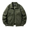 thumbnail image 1 of YLSDY Men's Zipper Up Bomber Jacket Solid Color Baseball Jacket Long Sleeve Outwear Cotton Spring Autumn Fashion Flight Jacket Army Green XXL, 1 of 7