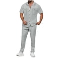 thumbnail image 1 of YLSDY Mens 2 Piece Sets Casual Short Sleeve Button Down Shirts and Loose Pants Summer Beach Vacation Outfits Gray XL, 1 of 9