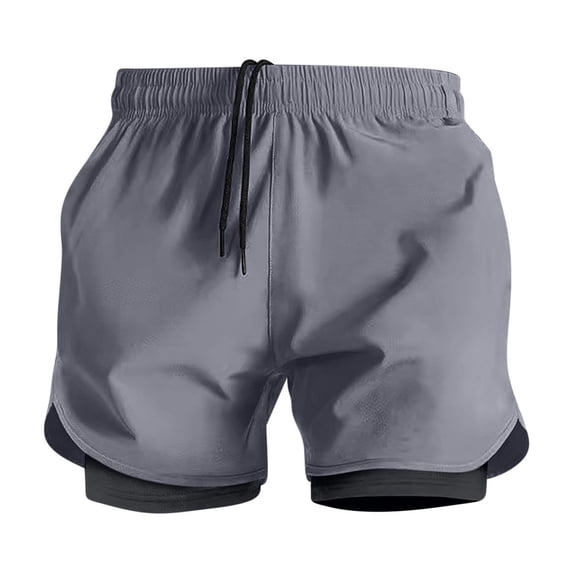 YLSDY Mens 2 in 1 Athletic Short 3" Quick Dry Lightweight Sweat Shorts Wicking Gym Workout Elastic Fitness Running Shorts Dark Gray XXXL