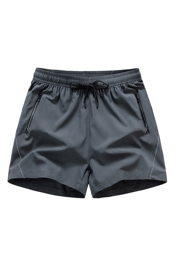Mens Athletic Shorts Elastic Waist Drawstring Active Joggers Sports Track Workout Running Shorts with Zipper Pockets Gray L