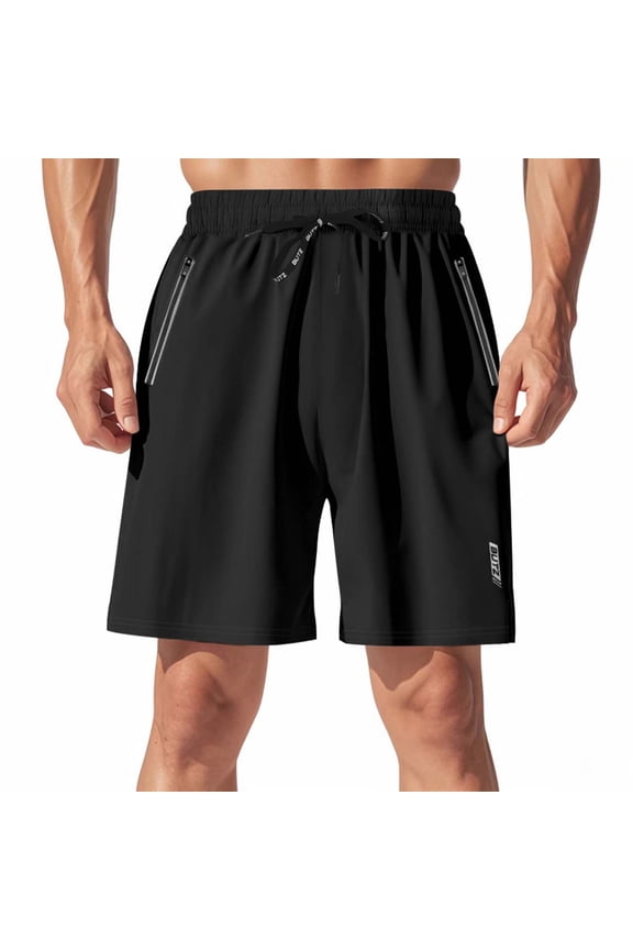 Mens Athletic Shorts Elastic Waist Quick Dry Running Short with Pockets Fluorescent Stretch Workout Shorts for Night Run Black XL