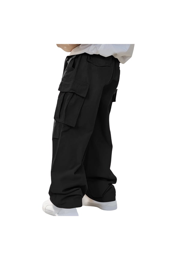 Mens Baggy Cargo Pants Loose Fit Casual Lightweight Pants Comfy Sport Athletic Travel Fashion Trousers with Pocket Black L