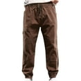 thumbnail image 1 of YLSDY Mens Baggy Cargo Pants Outdoors Sports Pants Drawstring Casual Loose Fit Elastic Waist Cotton Twill Cargo Pants Brown 12, 1 of 6