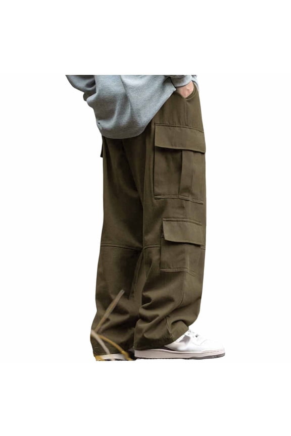 Mens Baggy Pants Y2K Contrast Piping Drawstring Sweatpants Fashion Unisex Oversized Cargo Pants for Men with Pockets Army Green XL