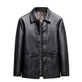 thumbnail image 1 of YLSDY Mens Business Leather Jacket Collared Fall Oversized Full Zip Coat Buttons Pu Steampunk Motorcycle Overcoat Black XXXL, 1 of 9