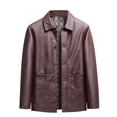 thumbnail image 1 of YLSDY Mens Business Leather Jacket Collared Fall Oversized Full Zip Coat Buttons Pu Steampunk Motorcycle Overcoat Brown XXXXL, 1 of 8