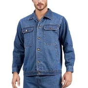 YLSDY Mens Button Down Denim Jacket, Washed Ripped Distressed Flex Stretch Casual Trucker Biker Jeans Jacket for Men Blue XXL