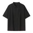 thumbnail image 1 of YLSDY Mens Button Down Henley Shirts Lightweight Short Sleeve Beach Vacation Tops Loose Fit Vacation Sun Protection Breathable Tshirt Black M, 1 of 8