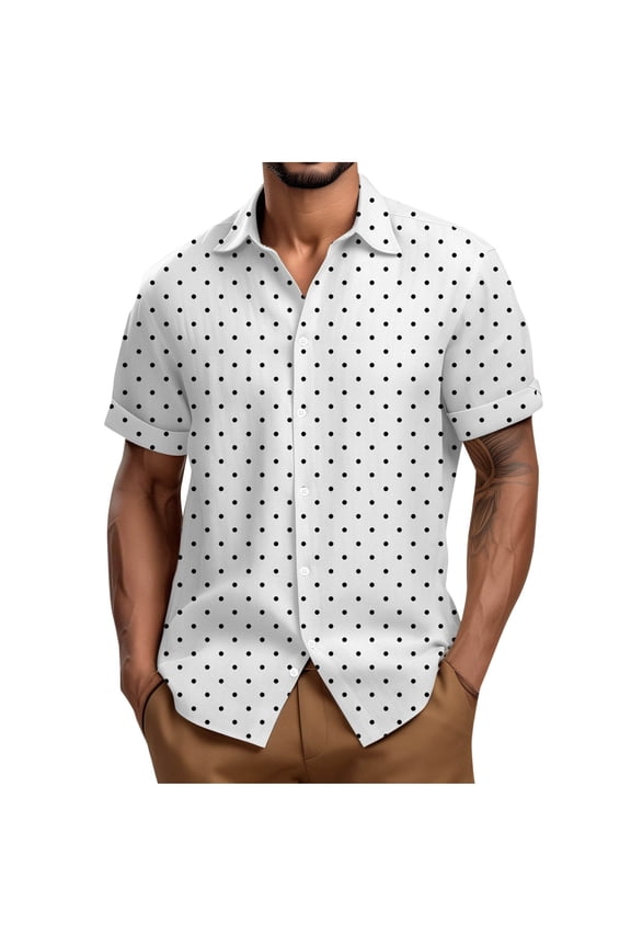 Mens Button Down Slim Fit Dress Shirt Short Sleeve Button Down Shirts Summer Business Casual Work Shirts White L