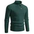 thumbnail image 1 of YLSDY Mens Buttons Mock Neck Solid Color Sweater Long Sleeves Warm Pullover Fall Casual Knitwear Jumpers Green XXXL, 1 of 2