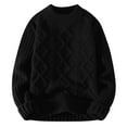 thumbnail image 1 of YLSDY Mens Cable Knit Vintage Chunky Sweater Loose Casual Knitted Sweater Unisex Woven Crewneck Knitted Top Black M, 1 of 7