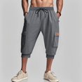 thumbnail image 1 of YLSDY Mens Cargo Pants Summer Casual Drawstring Elastic Waist Sweatpant Simple Athletic Capri Pant with Pocket Dark Gray XL, 1 of 8