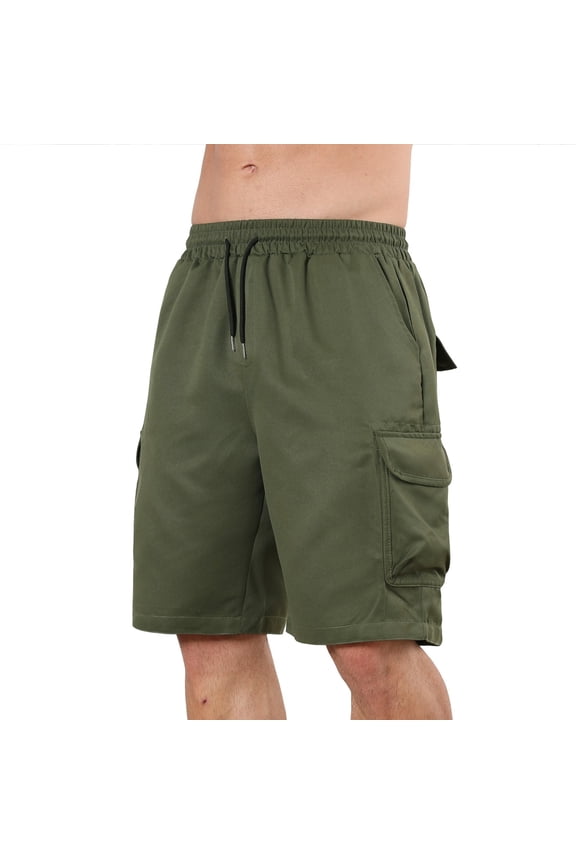 Mens Cargo Shorts Elastic Waist Drawstring Lightweight Shorts Summer Hiking Casual Shorts with Pockets No Lining Army Green XL
