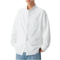 thumbnail image 1 of YLSDY Mens Casual Long Sleeve Tee Shirt Stand Up Collar Button Up Loose Shirts Solid Color Fashion Lightweight Blouse White XXL, 1 of 9