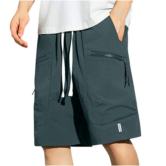 YLSDY Mens Casual Mid Waist Pant Short Cargo Pant Solid Splice Pocket Shorts Fashion Drawstring Solid Loose Pant Short Fitness Sports Shorts Green XXL