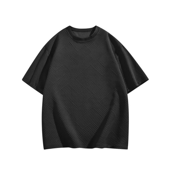 YLSDY Mens Casual Short Sleeve T-Shirts Crew-Neck Soft Lightweight Textured Tee Drop Sleeves Workout Shirt Lounge Sleepwear Black XXL
