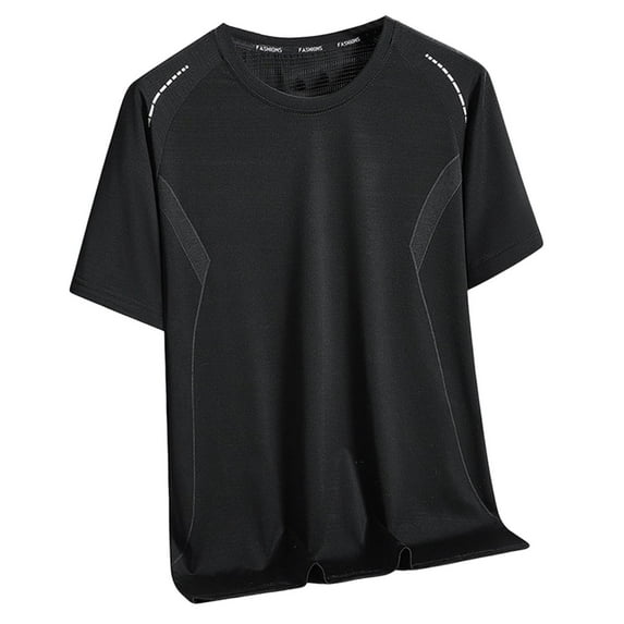 YLSDY Mens Casual T-Shirts Short Sleeveed Solid Color Lightweight Plus Size Loose Comfy Tee Beach Round Neck Tops Black XXXXL