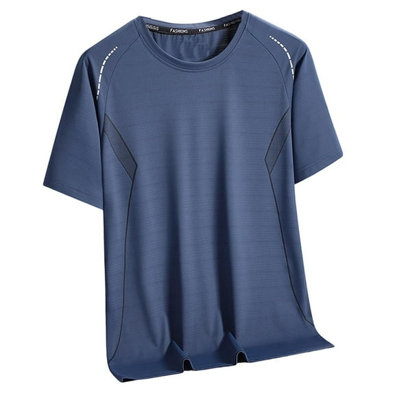 YLSDY Mens Casual T-Shirts Short Sleeveed Solid Color Lightweight Plus Size Loose Comfy Tee Beach Round Neck Tops Blue XXXL
