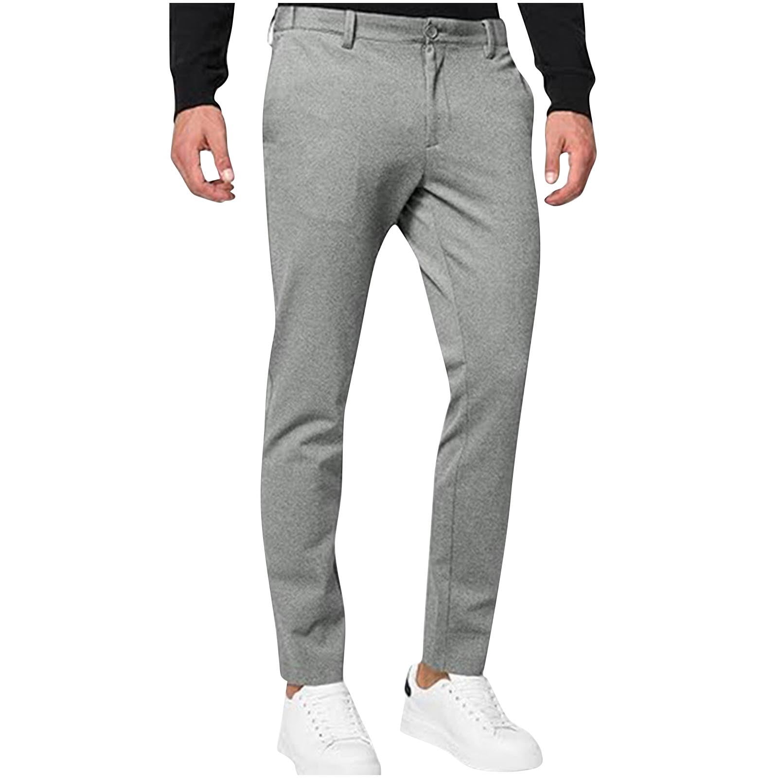 YLSDY Mens Chinos Pants Casual Slim Fit Dress Pants Stretch Flat-Front ...
