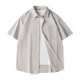 thumbnail image 1 of YLSDY Mens Cool Button Down Shirt Short Sleeve Summer Beach Shirts Linen Texture Casual Shirts with Pocket Khaki M, 1 of 3