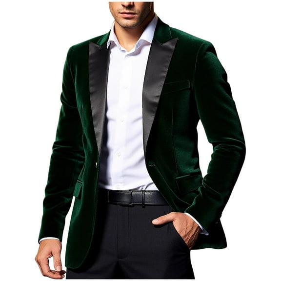 YLSDY Mens Corduroy Suit Jackets Fashion Lapel Long Sleeve One Button Tuxedo Blazer Party Prom Wedding Blazer Jackets Army Green S