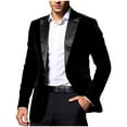 thumbnail image 1 of YLSDY Mens Corduroy Suit Jackets Fashion Lapel Long Sleeve One Button Tuxedo Blazer Party Prom Wedding Blazer Jackets Black M, 1 of 8