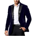 thumbnail image 1 of YLSDY Mens Corduroy Suit Jackets Fashion Lapel Long Sleeve One Button Tuxedo Blazer Party Prom Wedding Blazer Jackets Blue XL, 1 of 8