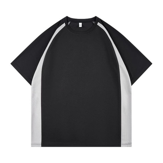YLSDY Mens Crew Neck Tops Short Sleeve UPF 50+ Swim Shirt Rash Guard Sun Shirts Big & Tall Lightweight Baseball Jersey Black XXXL