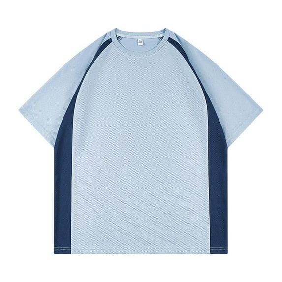 YLSDY Mens Crew Neck Tops Short Sleeve UPF 50+ Swim Shirt Rash Guard Sun Shirts Big & Tall Lightweight Baseball Jersey Blue S