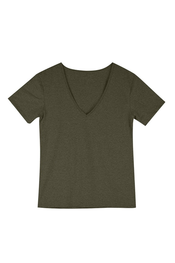 Mens Deep V Neck T Shirt Stretch Muscle Gym Workout Tee Shirt Short Sleeve Slim Fit Low Cut Tank Tops Army Green XXL