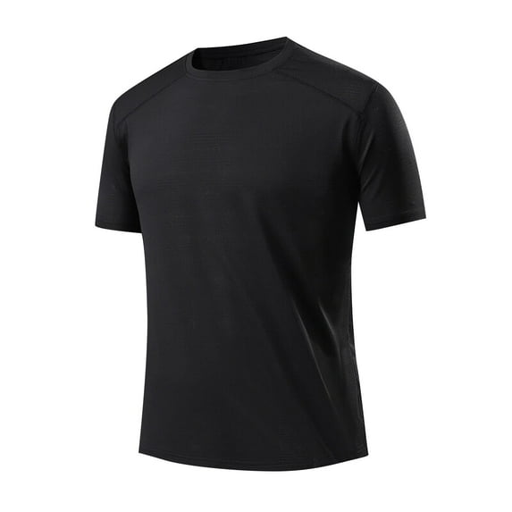 YLSDY Mens Quick Dry Workout T-Shirts Athletic Running Tshirt Short Sleeve Lightweight Gym Sport Tee Shirt, Crew Neck Black M