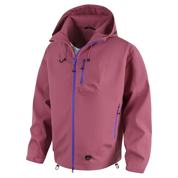 YLSDY Mens Fashion Athletic Windbreaker Outdoor Cycling Hiking Waterproof Hooded Jackets Mountaineering Windproof Jacket Purple XL