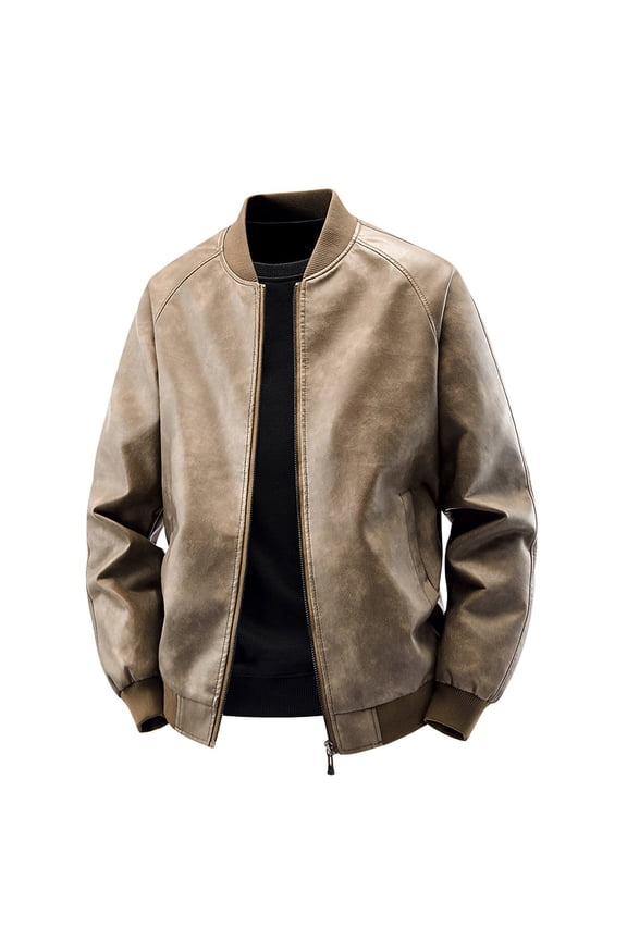 Mens Faux Suede Baseball Jacket Lightweight Casual Coat Windbreak Zip Up Flight Outerwear with Pockets for Spring Fall Coffee XXXXL