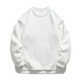 thumbnail image 1 of YLSDY Mens Fleece Lined Sweatshirts Casual Warm Solid Color Crew Neck Long Sleeve Pullovers Cotton Tops White M, 1 of 9