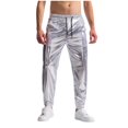 thumbnail image 1 of YLSDY Mens Gold Metallic Shiny Rave Night Club Pants Comfort Sweatpants Disco Dance Party Elastic Trousers Silver XXL, 1 of 4