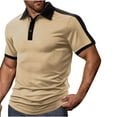 thumbnail image 1 of YLSDY Mens Golf Shirt Short Sleeve Quick Dry Print Moisture Wicking Performance Bodybuilding Fitness Collared Button Collared Shirts Khaki S, 1 of 6
